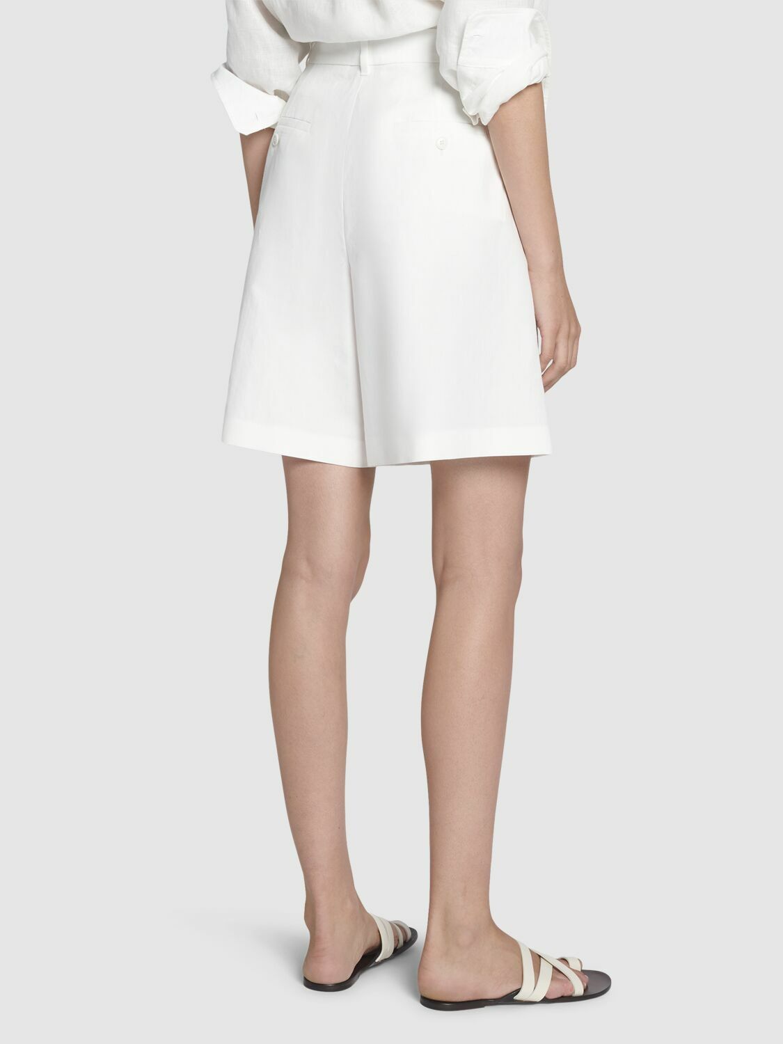 WEEKEND MAX MARA Ecuba Cotton & Linen Canvas Shorts Weekend