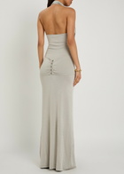 Aya Muse Sereno Halterneck Knit Maxi Dress White