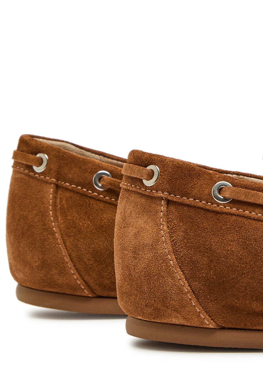 Stuart Weitzman Tinsley Moccasin Suede Loafers Brown