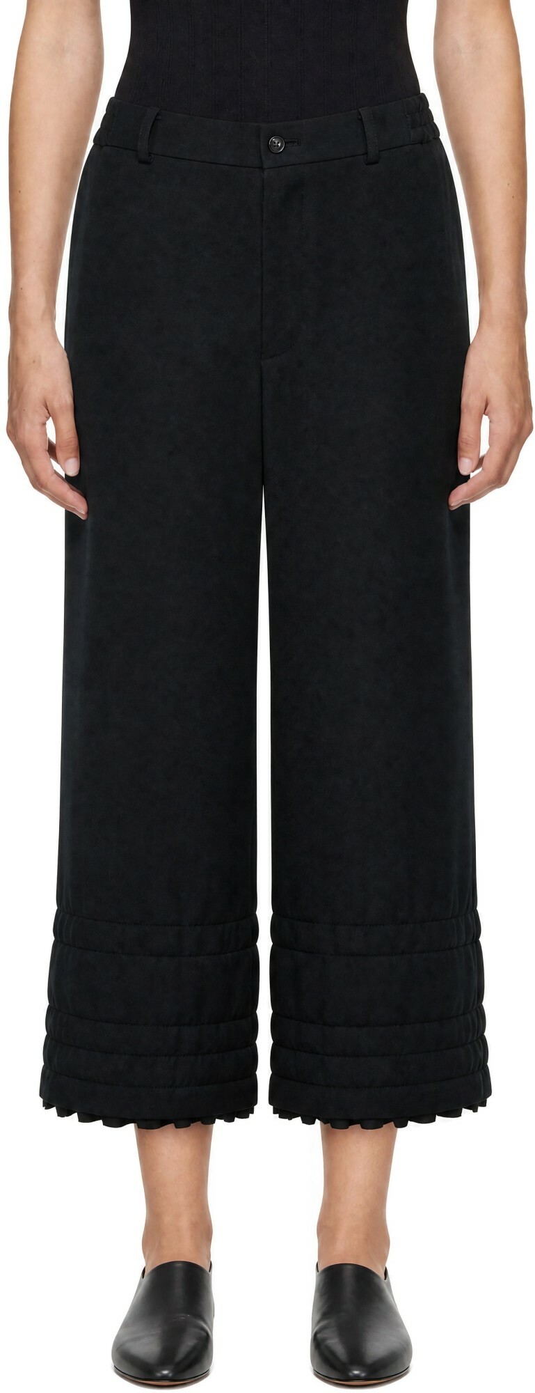 Comme des Garçons Comme des Garçons Black Twill Ruffled Trousers