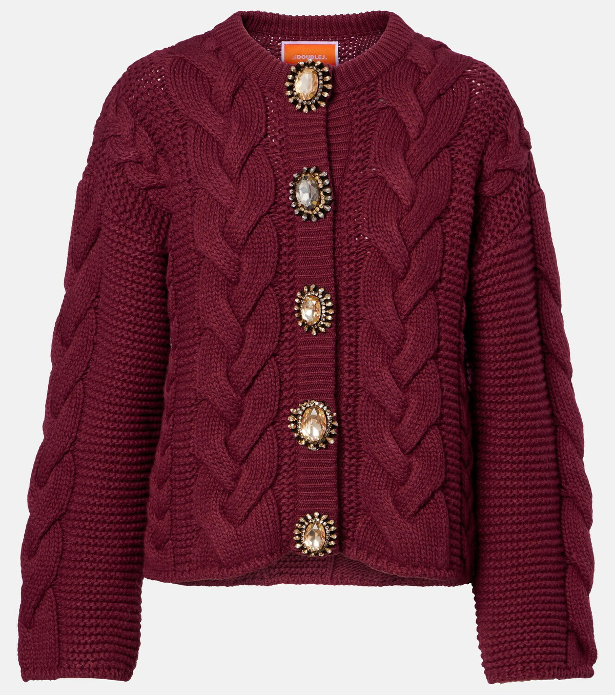 La DoubleJ Portrait embellished wool-blend cardigan