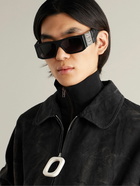 Givenchy - 4G Square-Frame Acetate, Silver-tone and Leather Sunglasses