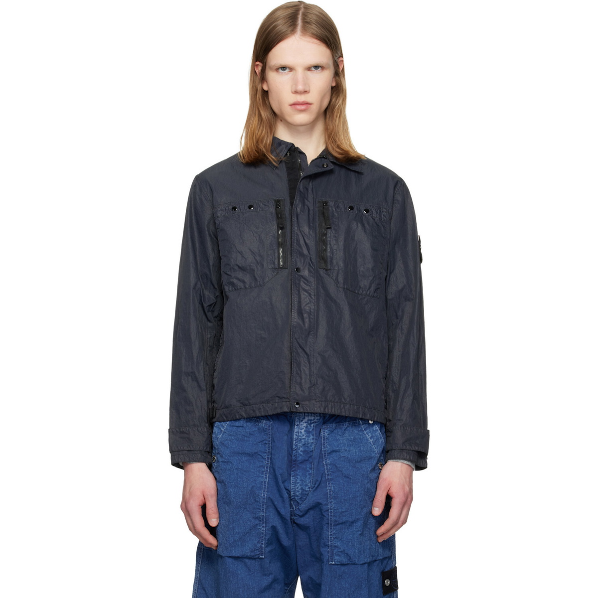 Stone Island Navy 1200020 Nylon Micro Twill Shirt