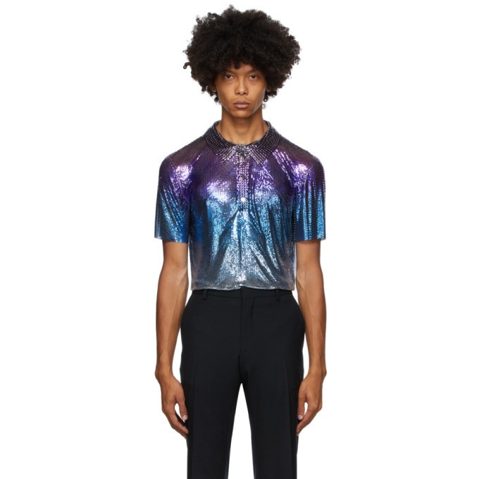 Photo: Paco Rabanne Purple and Blue Degraded Chainmail Short Sleeve Shirt