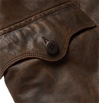 RRL - Palmer Shearling-Trimmed Distressed Leather Jacket - Brown