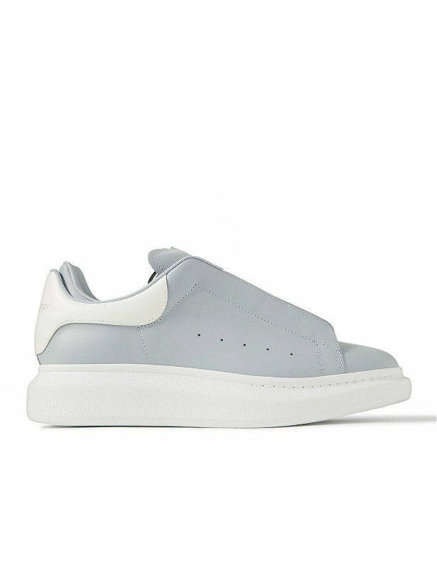 Photo: Alexander McQueen - Exaggerated-Sole Two-Tone Leather Sneakers - Blue