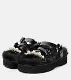 Simone Rocha Faux fur-trimmed leather platform sandals