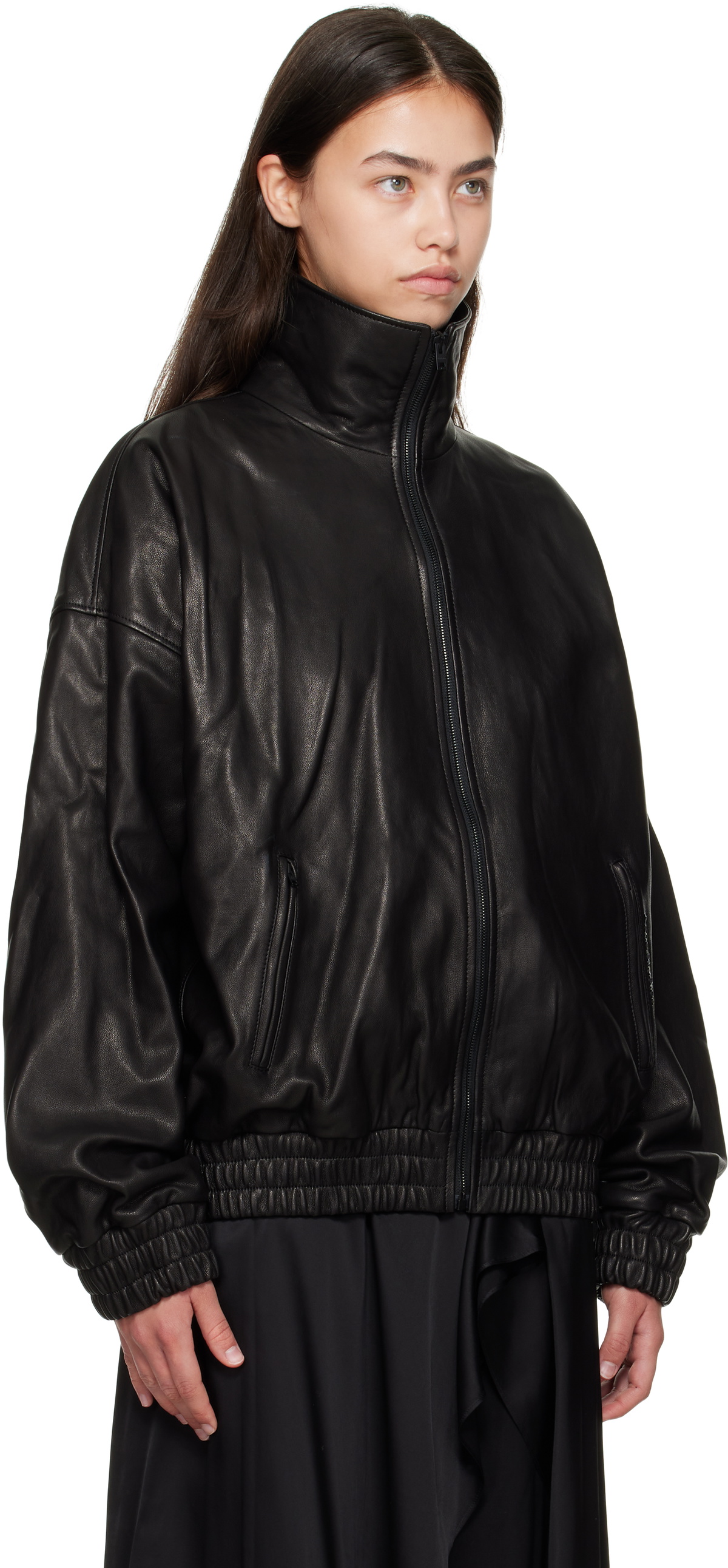 Acne Studios Black Zip Leather Jacket