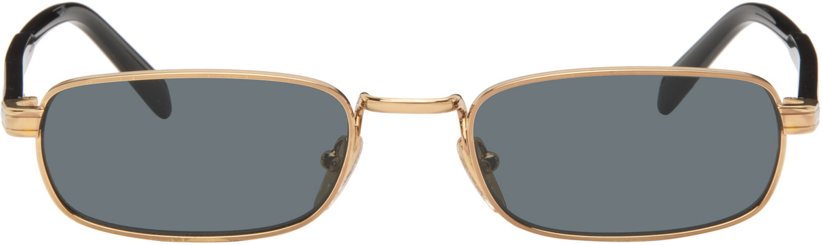 Prada Eyewear Gold Rectangle Sunglasses