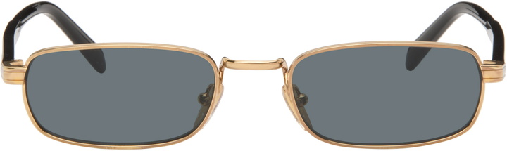 Photo: Prada Eyewear Gold Rectangle Sunglasses