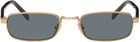 Prada Eyewear Gold Rectangle Sunglasses