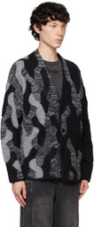 Feng Chen Wang Black & Gray Gradient Cable Cardigan