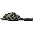BALMAIN Black Flat Monogram Jacquard Anthem Sandals