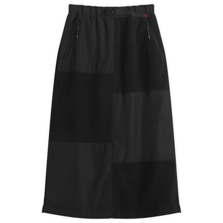 Photo: Gramicci Women's Patchwork Fleece Midi Skirt in Black