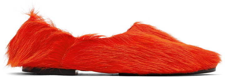 Photo: Jil Sander Orange Long Hair Pony Loafers