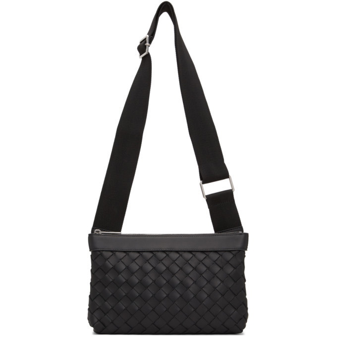 Photo: Bottega Veneta Black Dual Cross-Over Messenger Bag