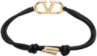 Valentino Garavani Black VLogo Leather Bracelet