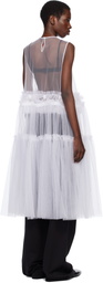Noir Kei Ninomiya White Nylon Tulle Midi Dress