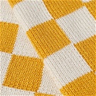 RoToTo Checkerboard Crew Sock in Ivory/Yellow