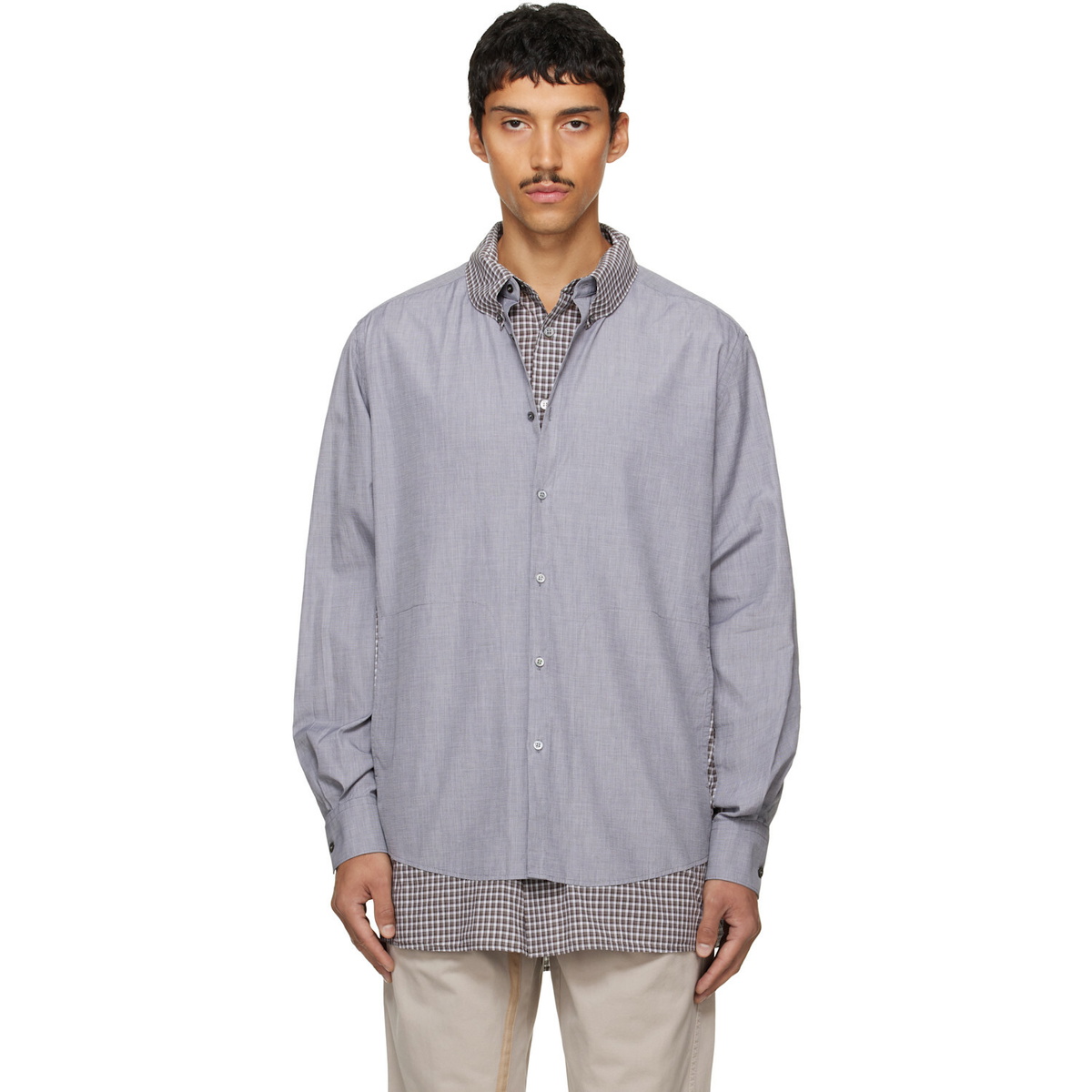 Maison Margiela Gray & Brown Double Layer Cotton Shirt