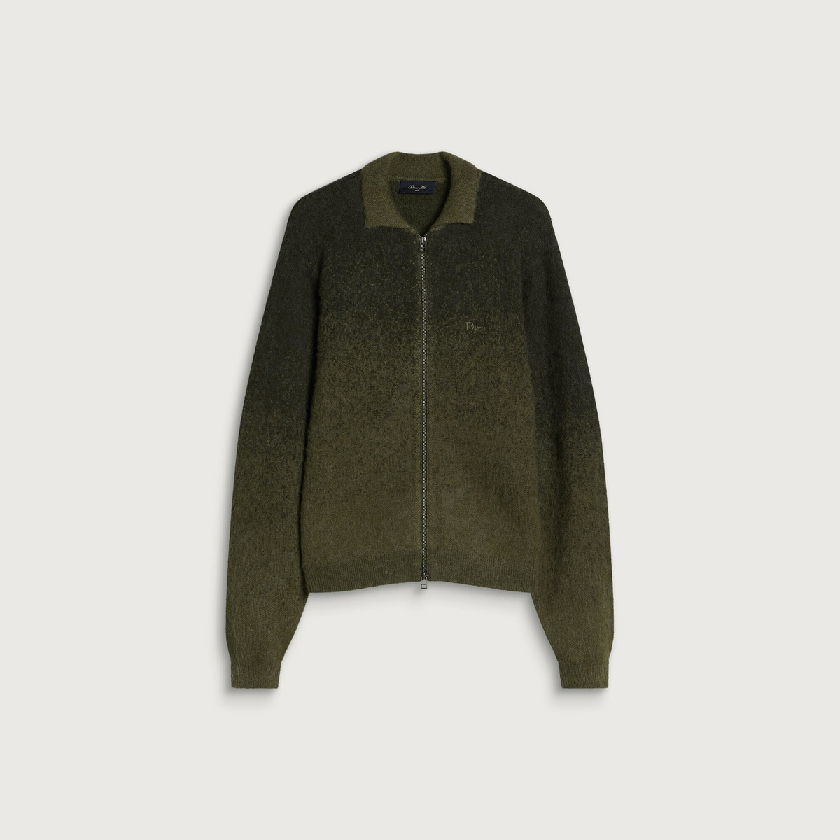 Dime ニット Dime Men's Mohair Double Zip Knit in Forest Dime