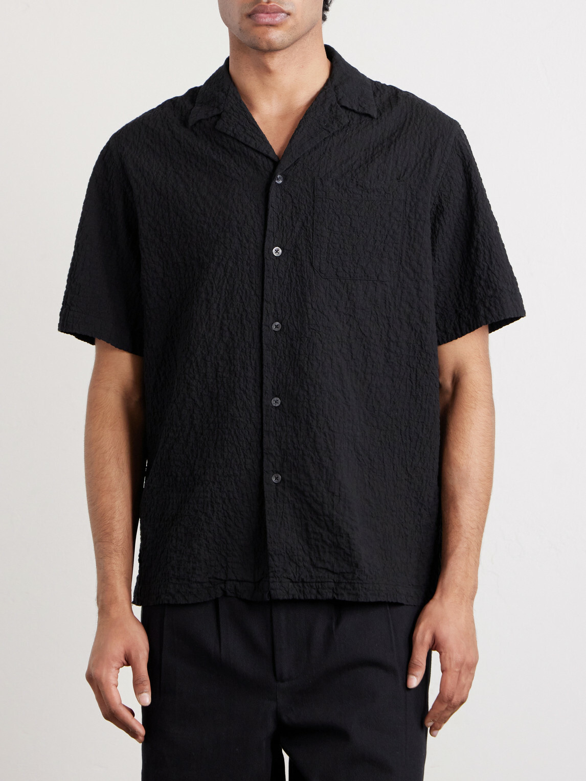 Altea - Hadley Seersucker Cotton Shirt - Black