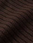 TOM FORD - Slim-Fit Ribbed Cashmere and Wool-Blend Half-Zip Sweater - Brown