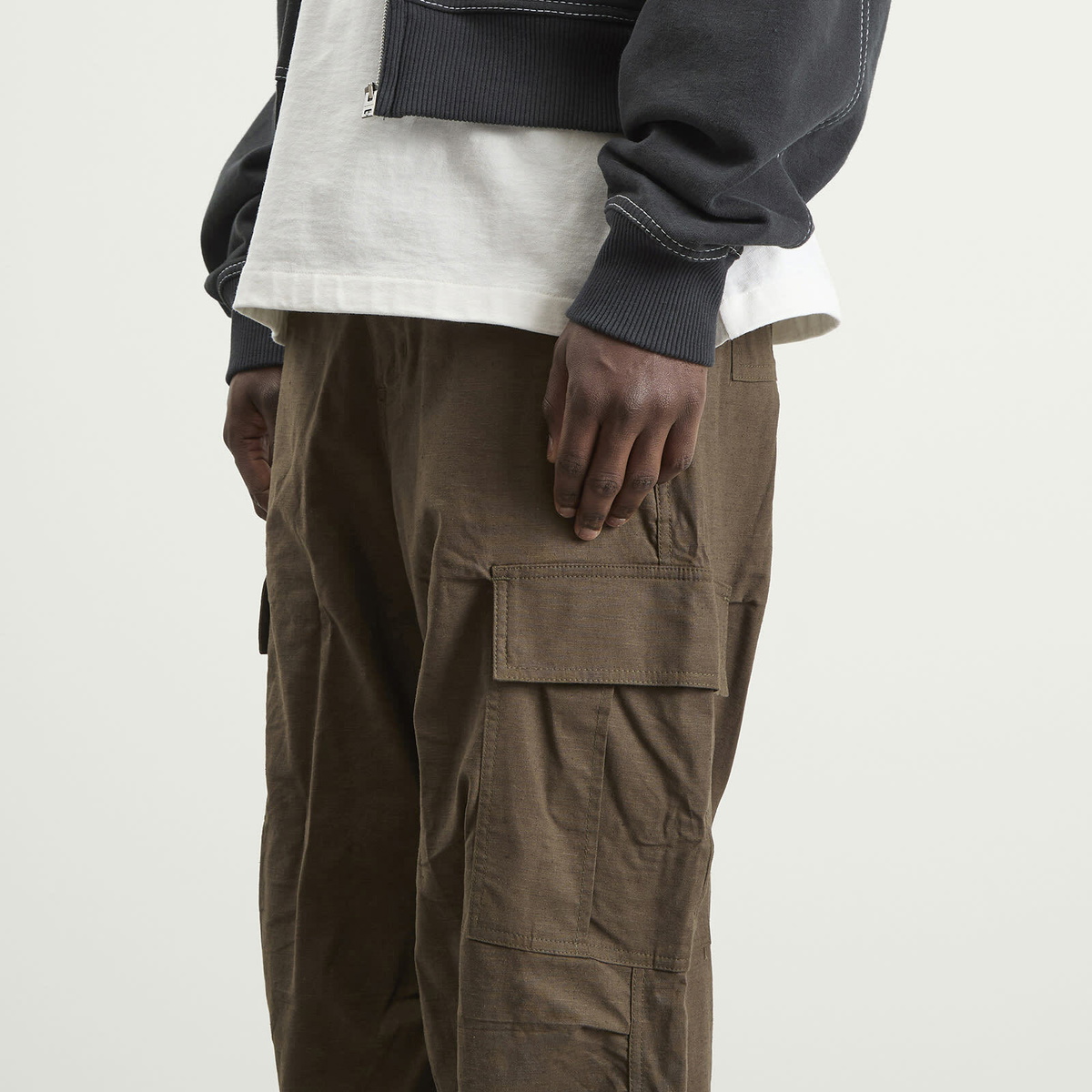 Rhude Men's Linen Parachute Pants in Olive Green