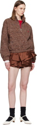 SHUSHU/TONG Brown Stand Neck Pullover Sweater