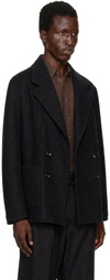 LEMAIRE Black Short Double-Breasted Coat