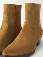 CELINE - Western Embroidered Suede Boots - Brown