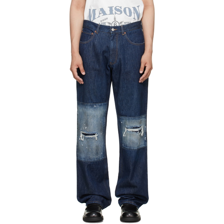 Photo: MM6 Maison Margiela Blue Straight-Leg Jeans
