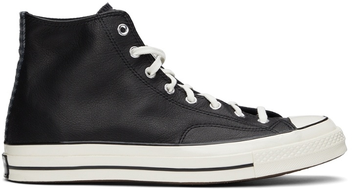 Photo: Converse Black Leather Chuck 70 Hi Sneakers