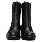 Ann Demeulemeester Black Leather Heel Combat Boots