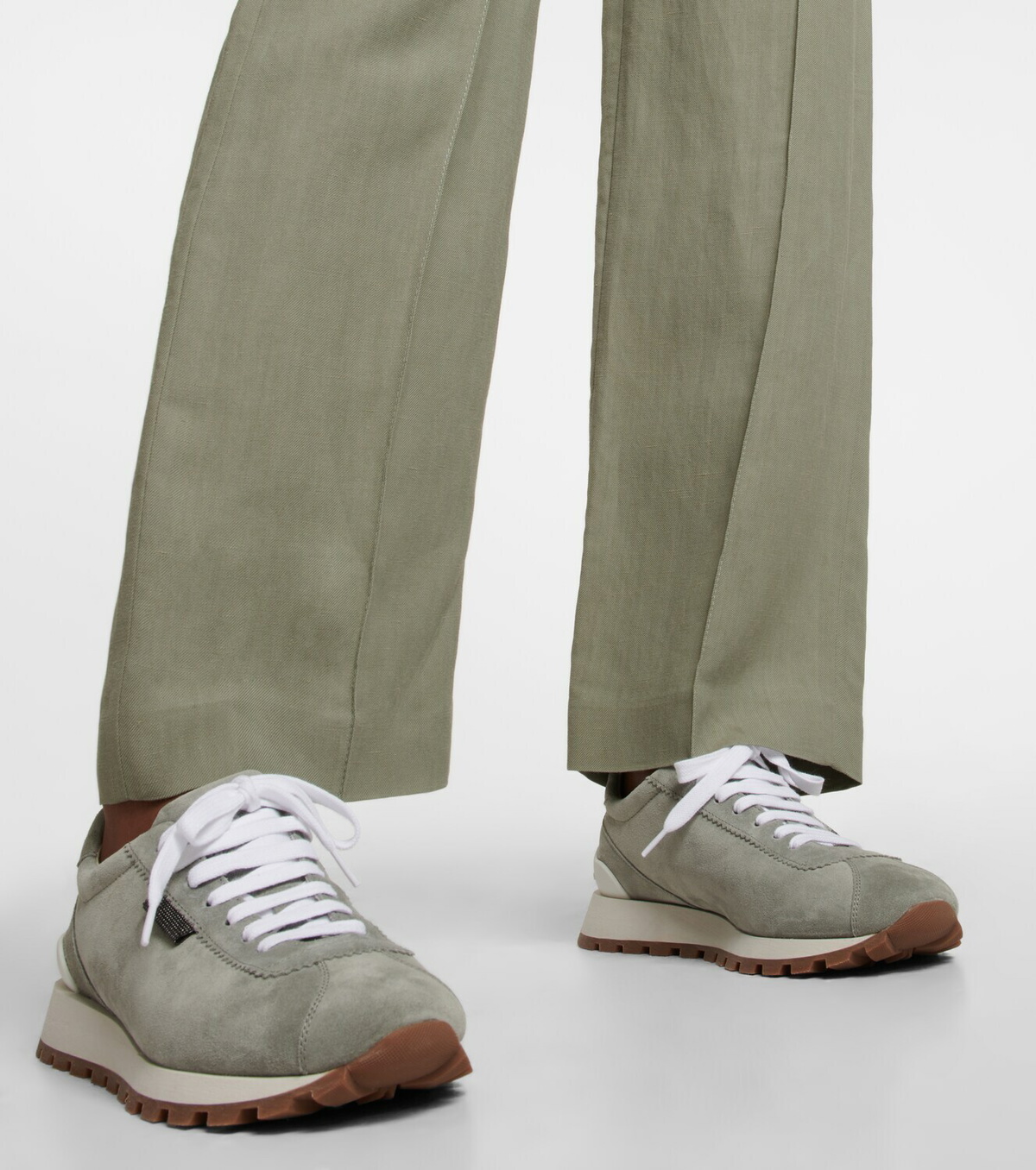 Brunello Cucinelli - Monili beaded suede low-top sneakers