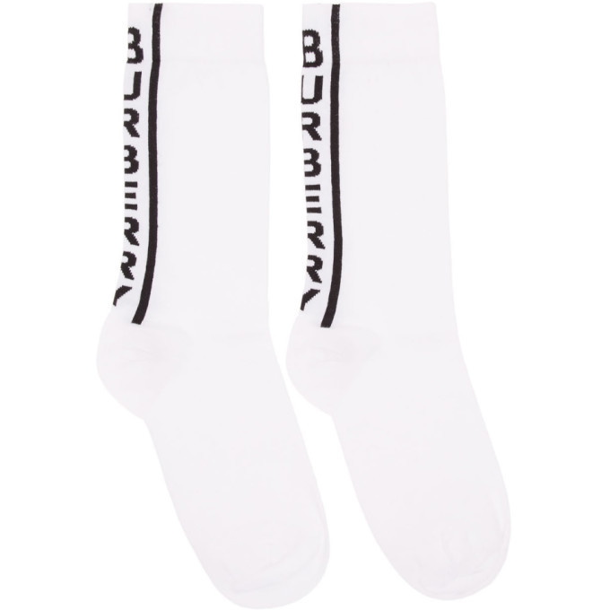 Photo: Burberry White and Black Logo Socks