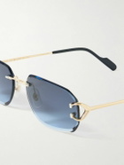 Cartier Eyewear - Signature C Rimless Rectangular-Frame Gold-Tone Sunglasses