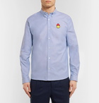 AMI - The Smiley Company Button-Down Collar Logo-Embroidered Cotton Oxford Shirt - Men - Blue