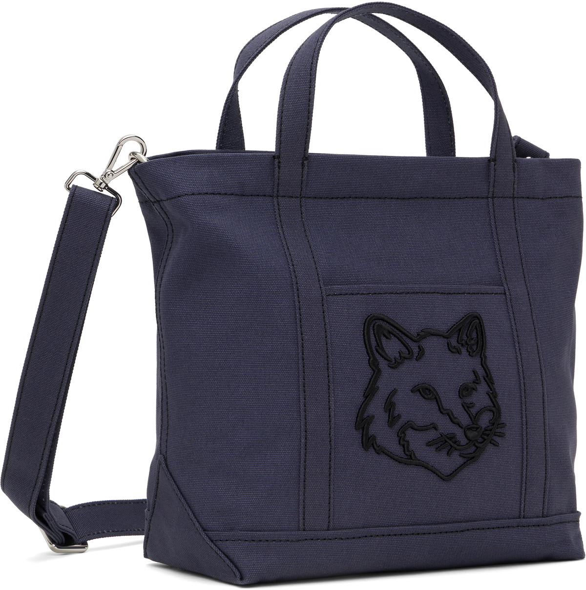 Maison Kitsuné Navy Fox Head Small Tote