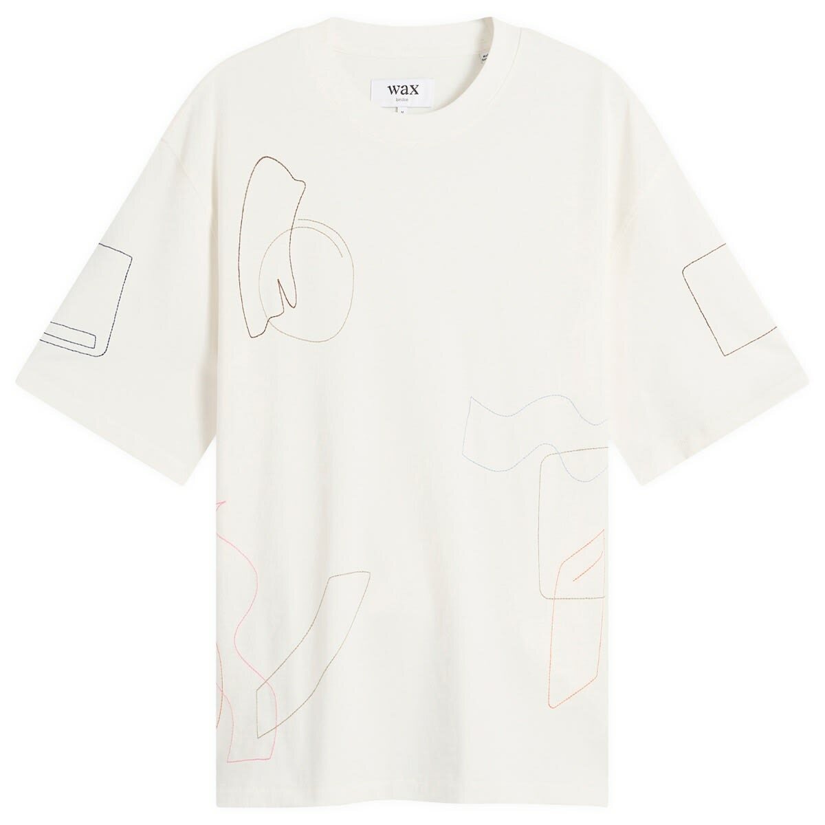Wax London Men's Milton Shapes Embroidery T-Shirt in Ecru