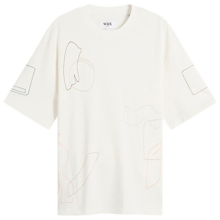 Photo: Wax London Men's Milton Shapes Embroidery T-Shirt in Ecru