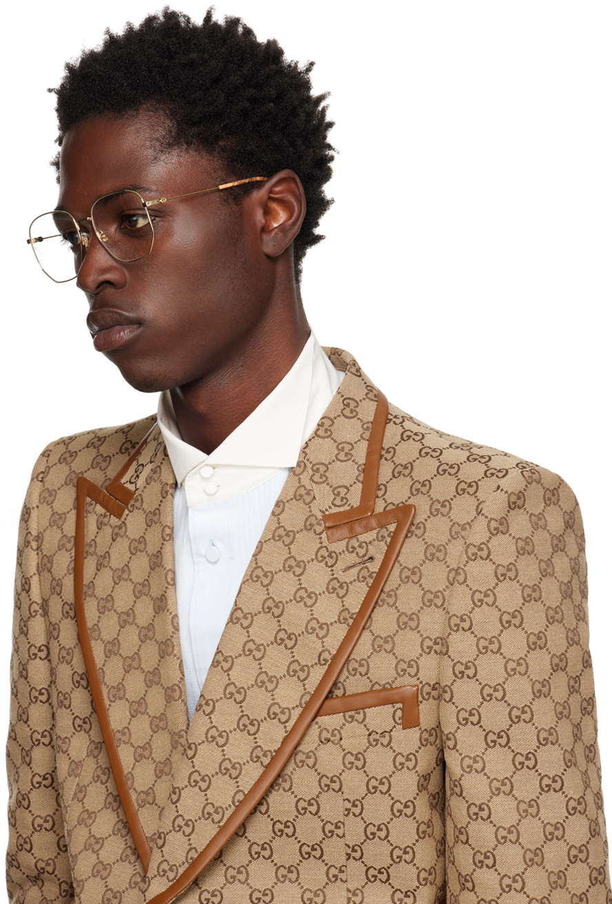 Gucci Gold Rectangular Glasses