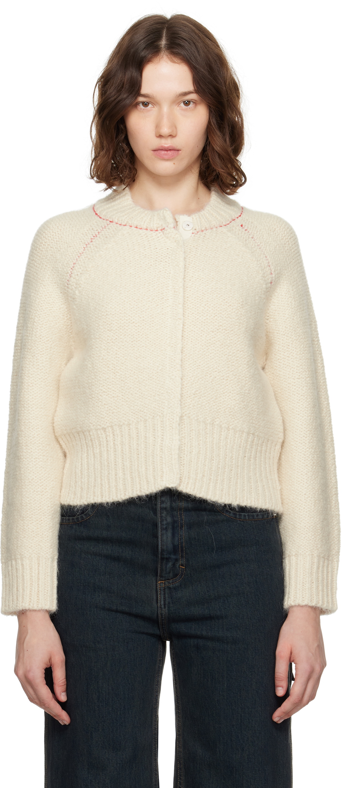 Eckhaus Latta Off-White Fisherman's Bomber Cardigan