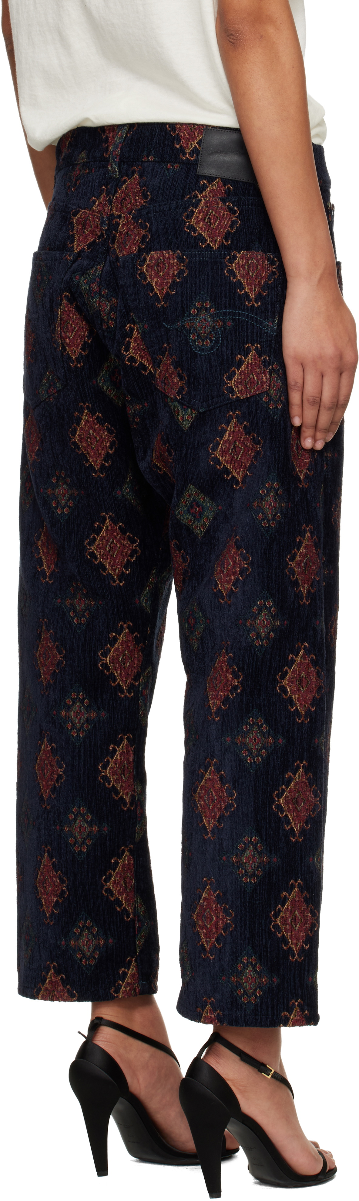R13 Navy Loose Tailored Drop Trousers