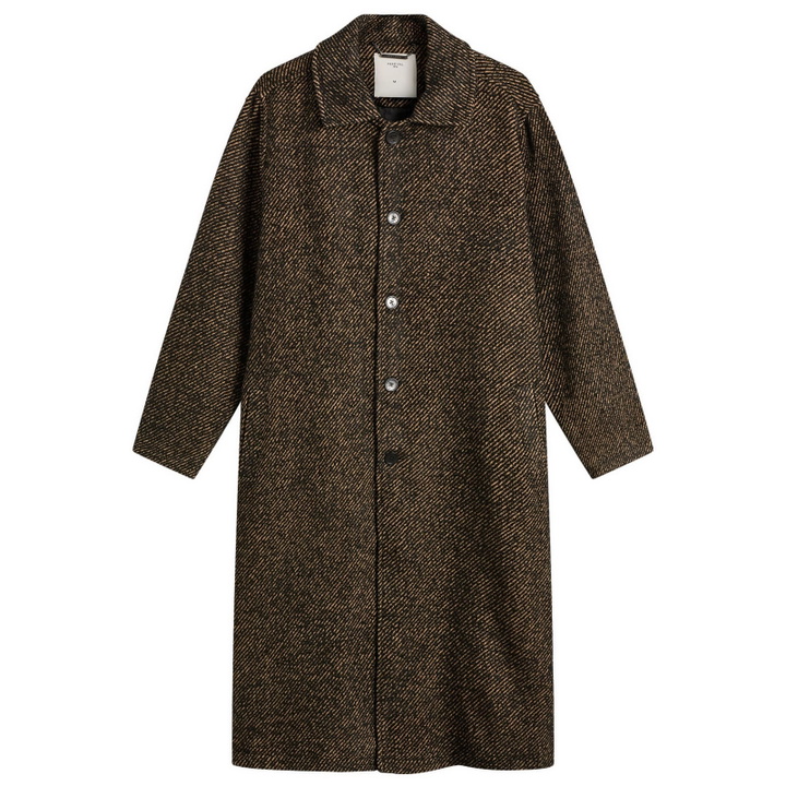 Photo: Percival Men's Nevada Minnesota Wool Overcoat in Oak