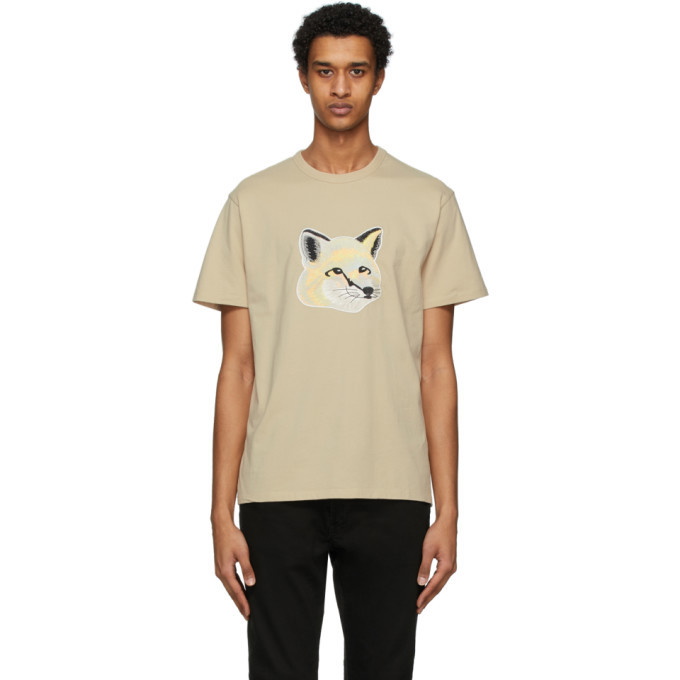 Photo: Maison Kitsune Beige Pastel Fox Head T-Shirt