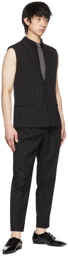 Saint Laurent Black Wool Sripe Trousers