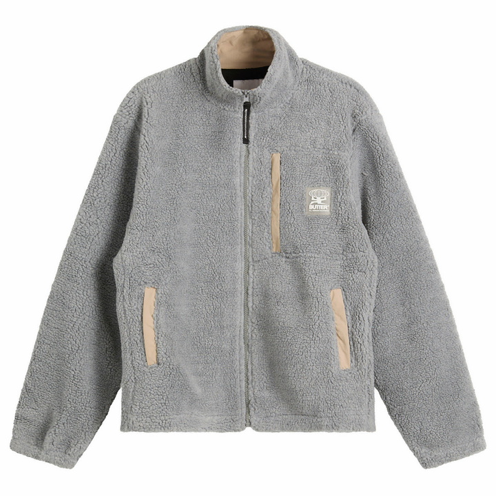 Photo: Butter Goods Men's Terrain Highpile Fleece Jacket in Grey