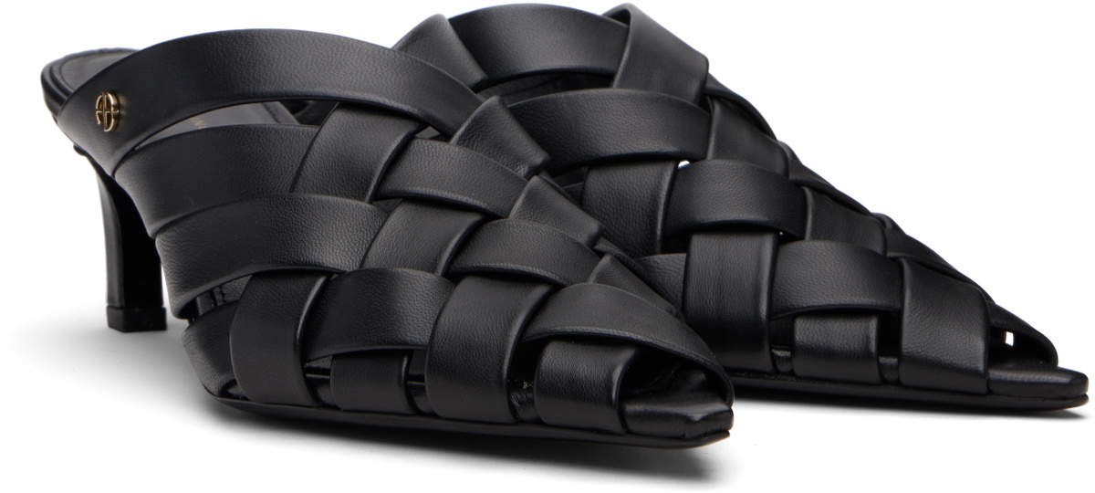 ANINE BING Black Eve Mule Heeled Sandals