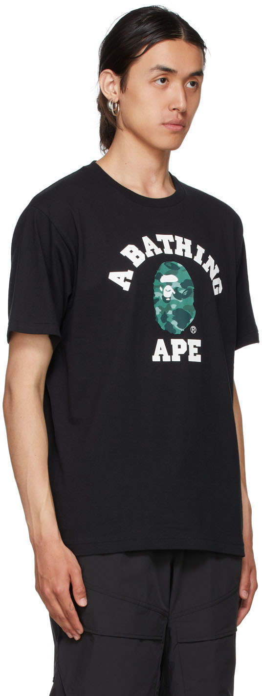 BAPE Black & Green Color Camo College T-Shirt A Bathing Ape